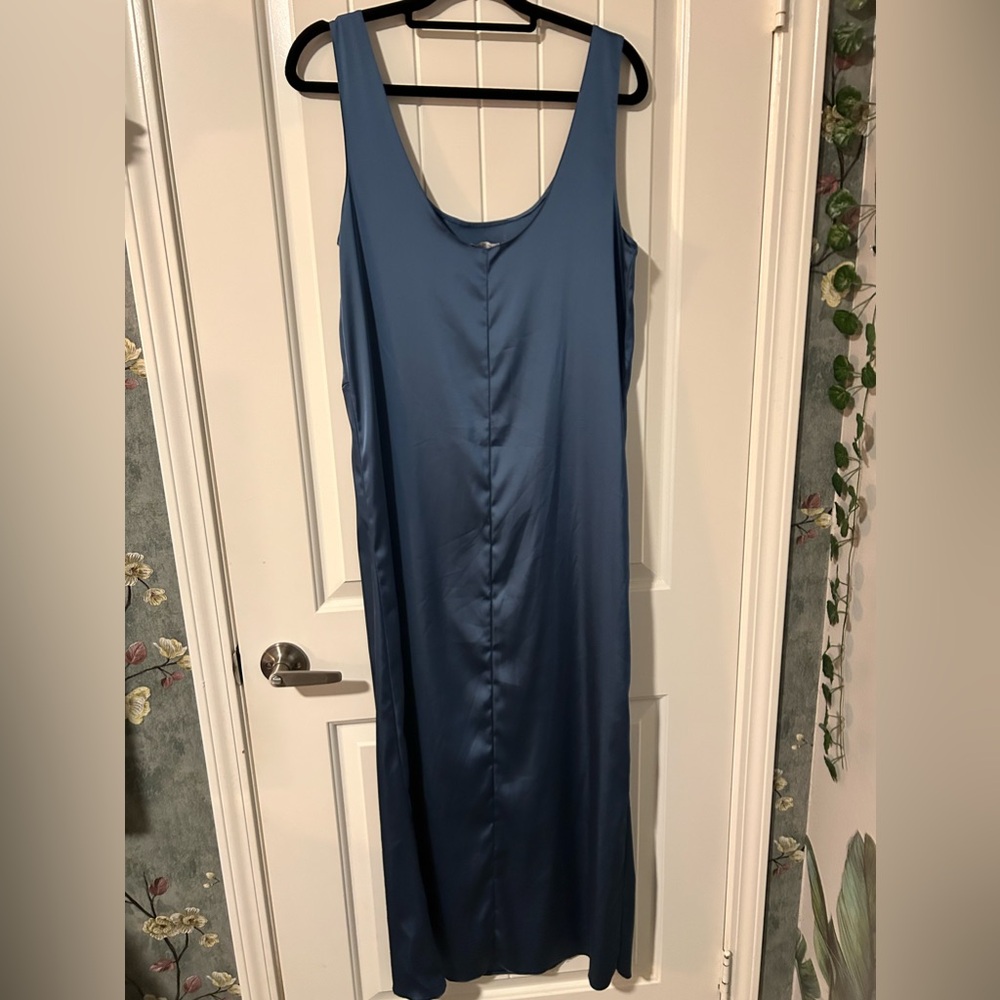 Zara blue satin maxi dress NWOT - Picture 4 of 4